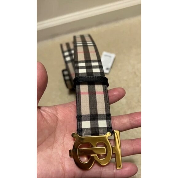 Burberry Unisex TB Check Belt Archive Beige S main image 4